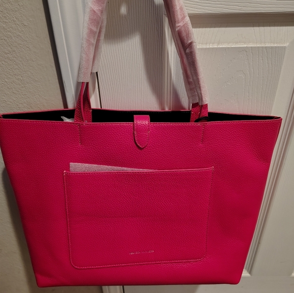 NEW Rebecca Minkoff Megan Triple Entry Leather Pink Tote Bag Purse - Picture 3 of 8